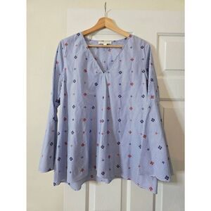 Ann mashburn Floral Embroidered Blouse L